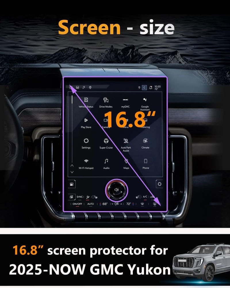 VIAROOM Screen Protector For GMC Yukon 2025 2026, Tempered Glass Infotainment Protective Film For Yukon Denali 2025 Accessories - 16.8 inch - Image 2